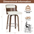 thumbnail image 6 of FANCROU 26 inch Swivel Counter Height Bar Stools Set Of 2, PU Leather Seat With Solid Bentwood Back And Legs , Bentwood Walnut Color Back And Legs, White, 6 of 6