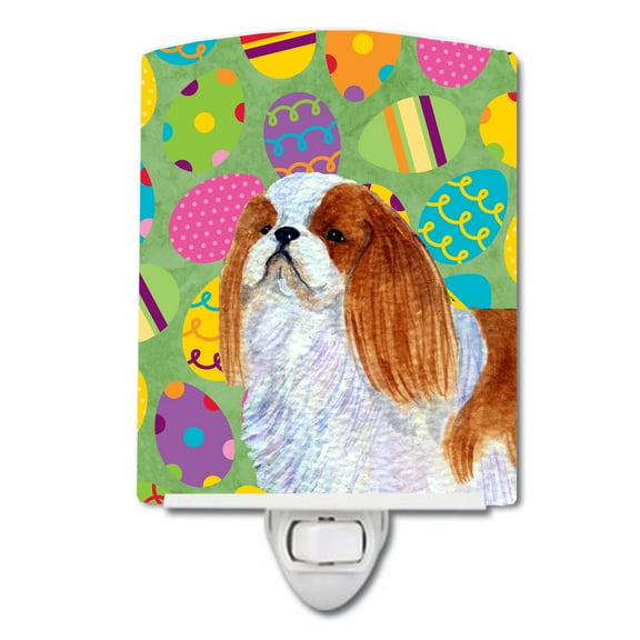 Caroline's Treasures SS4852CNL English Toy Spaniel Easter Eggtravaganza Ceramic Night Light, 6x4x3", multicolor