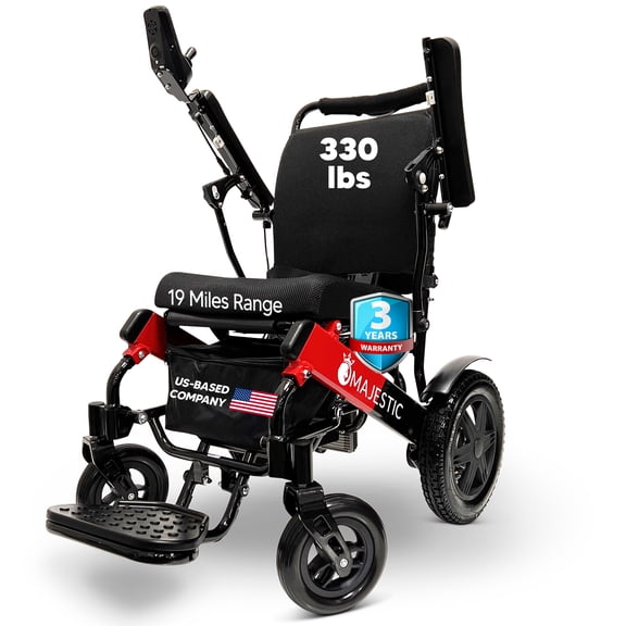 Only 49 lbs Electric Wheelchair, 17.5" Seat Width, 330 lbs Capacity, 19 Miles Range, Electric Wheelchairs for Adults, US Based Support, Remote Controlled Wheel Chair, IQ-9000 by Majestic