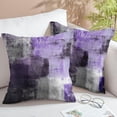 thumbnail image 2 of Purple Velvet Abstract Pillow Covers Set of 2 Modern Accent Violet Gray Throw Pillow Cover Soft Elegant Decorative Couch Cushion Cover for Bed Living Room Outdoor Sofa Pillowcases 18x18 Inch, 2 of 6