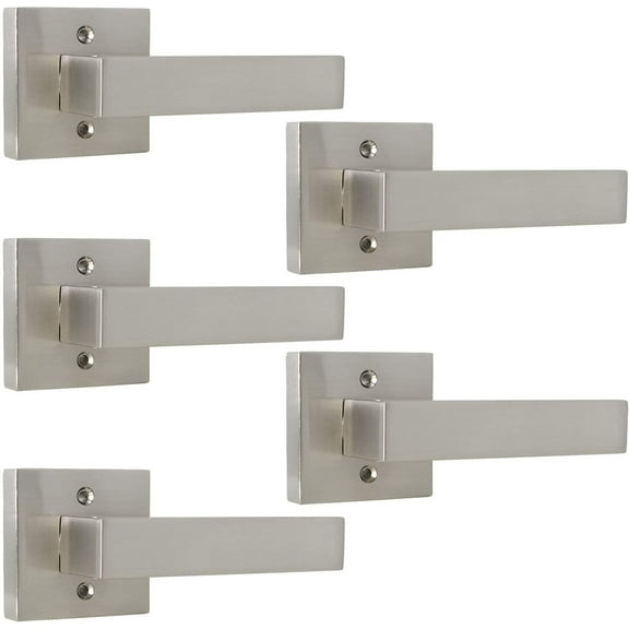 5PK French Doors Satin Nickel Single Dummy Levers Handles Closet Balcony Pantry