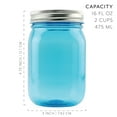 thumbnail image 6 of Cornucopia Brands 16oz PLASTIC Mason Jars (8-Pack, Blue w/ Silver Metal Lids); PET BPA-Free Mason Jars w/ One Piece Lids, 2-Cup/Pint Capacity, 6 of 10