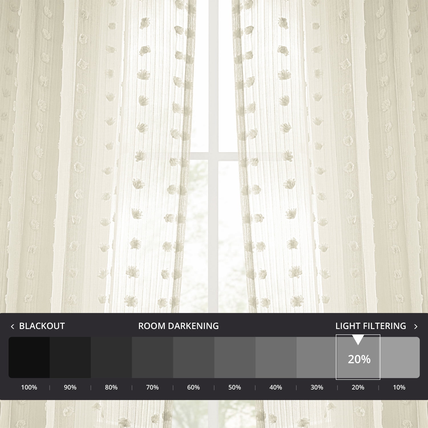 Strasbourg Dot Patterned Faux Linen Sheer Curtain (1 Panel), Strasbourg Dot, 50W X 84L