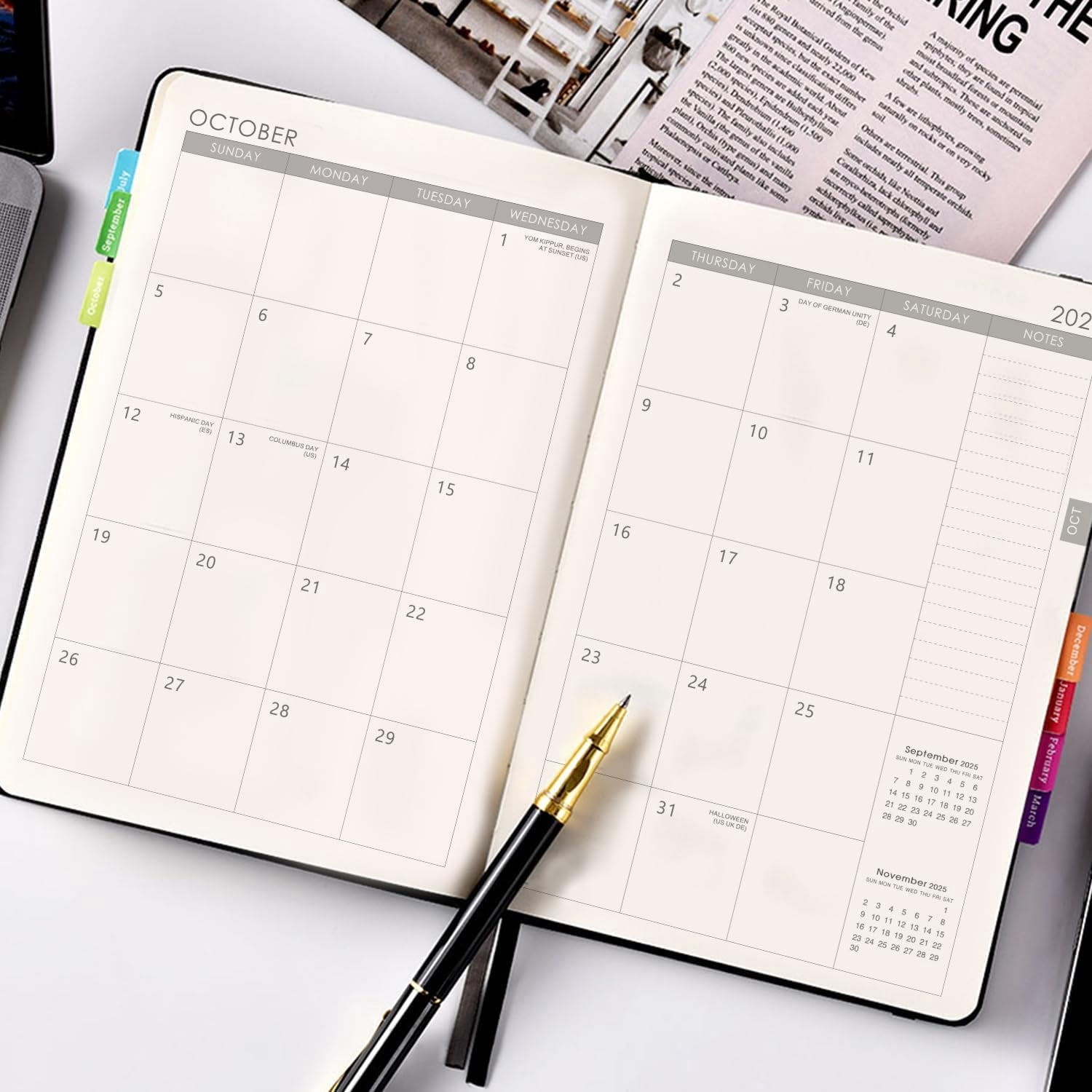 2025-2026 Planner - Academic Planner 2025-2026, 12-Months 2025-2026 Planner Weekly and Monthly, Jul. 2025 - Jun. 2026, 5.75" x 8.25", Saffiano Leather with Thick Paper, Back Pocket with 40 Notes