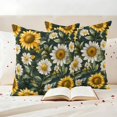 thumbnail image 3 of Sunflower Daisy Pillow Covers 2 Pack Country Retro White Yellow Flower Green Leaf Pillowcase Waterproof Outdoor Throw Pillow Cover for Patio Garden Square Cushion 20”x20”, 3 of 9