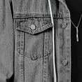 thumbnail image 4 of Men Casual Denim Jacket Loose Long Sleeve Button Detachable Hooded Jean Coat Comfy Lightweight Fall Winter Outwear, 4 of 5