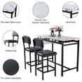 thumbnail image 3 of PORKISS 3 Piece Bar Table Set for 2, Counter Height Dining Table Set with 2 PU Leather Chairs, Faux Marble Kitchen Table Set with Wine Rack and Glass Holder for Small Spaces, Apartment, White+Black, 3 of 8