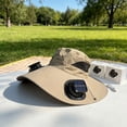 thumbnail image 5 of Sulaicai Solar Fan Hat for Men Women, Wide Brim Sun Hat with 2 Solar Fans, Outdoor Fishing Hat with Fan, Waterproof Outdoor Hiking Camping Fishing Hat, 5 of 6
