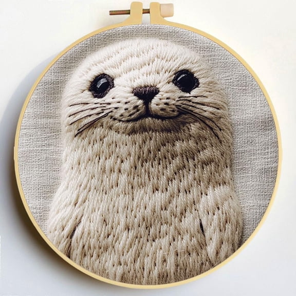 Punch Needle Kits Seal Embroidery Starter Set with Hoop Easy for Beginners DIY Stress Relief Handmade Craft Hobby and Home Decor 20x20cm-1