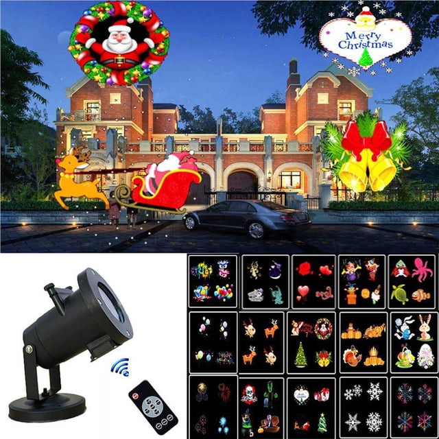 LED Christmas Projection Lights Projector Waterproof Beautiful House Landscape Spotlight for Halloween Easter