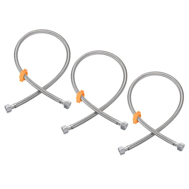 Grifo de suministro Unique Bargains 3uds G1/2 Hembra x G1/2 Hembra 39 Pulgadas Acero Inoxidable
