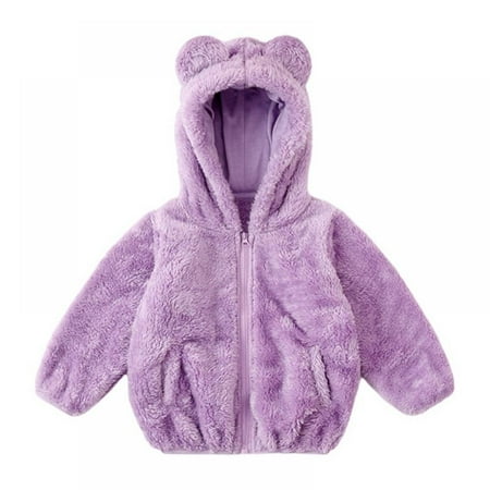 

Newborn Infant Bear Ears Shape Fleece Warm Hoodies Clothes Toddler Zip-up Jacket Sweatshirt Outwear for Baby Boys Girls