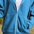 thumbnail image 4 of Veste à Capuche Zippée en Coton Mélangé pour Femmes Grande Taille Ample Fine pour Haut Bleu m, 4 of 7