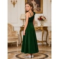 thumbnail image 5 of Hansber Girls Formal Dress One Shoulder Bow Sequin Slit Hem Birthday Party Dress Prom Pageant Ball Gowns Dark Green 8, 5 of 6