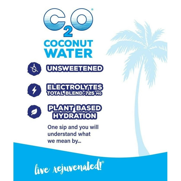 C2O Pure Coconut Water, Coconut Water Hydration Pack, 10.5 fl oz, 8 Pack