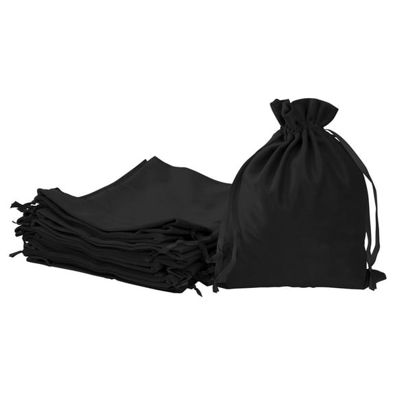Koyal Wholesale  8" x 10" Black Velvet Drawstring Favor Bags, 25-Pack