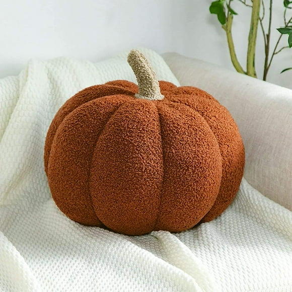 Coussin Citrouille 3D, Coussin en Peluche Citrouille Polaire Décoration Citrouilles en Peluche pour Fête de Noël Décoration Maison Halloween 30cm Cadeaux d'Anniversaire Cadeau de Noël pour Amis Enfants Adultes
