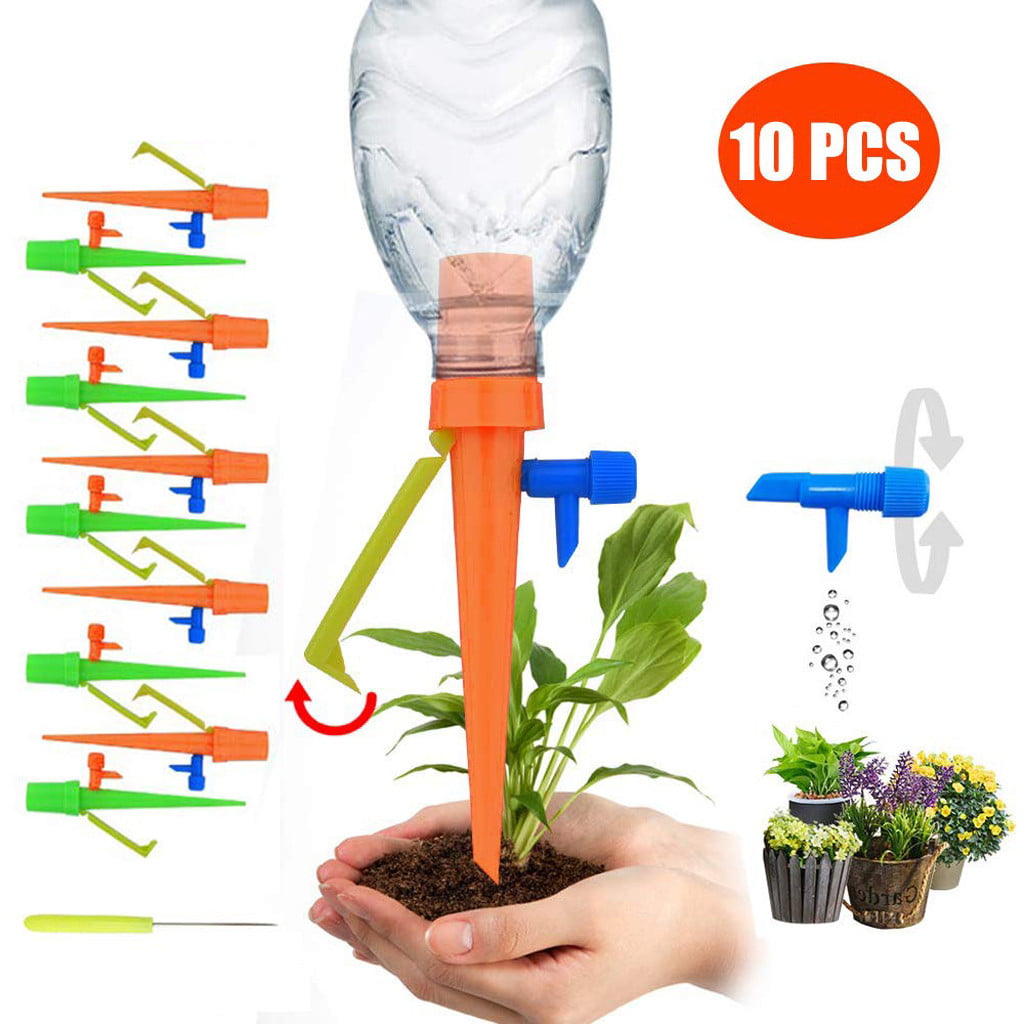 24X Plant Water Funnel Self Watering Spikes Slow Release Control Valve Switch L1 
