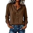thumbnail image 2 of NominalSnugCotton Linen Button down Shirts for Women Dressy Casual V Neck Long Sleeve Lightweight Work Blouses Shirts, 2 of 8