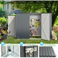 thumbnail image 3 of YODOLLA 4 x 7.5 ft Storage Shed with Triple Door, Metal Bike Shed Lean to Outdoor Storage Cabinet Building with Shelves for Garden, 3 of 7