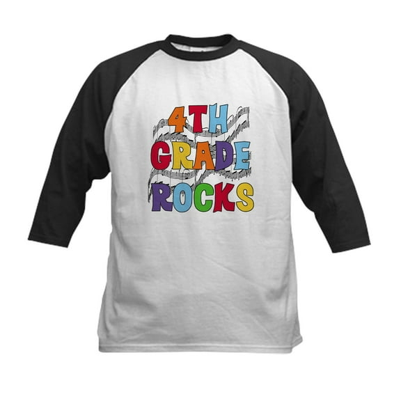 CafePress - Bright Colors 4Th Grade Kids Baseball Jersey - Kids Cotton Baseball Jersey, 3/4 Sleeve Shirt