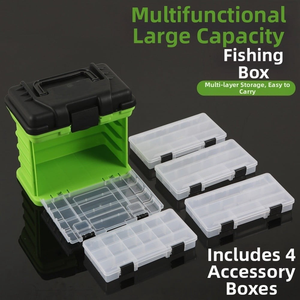 Four Layer Fishing Tackle Box Portable Lure Storage Case with 4 Compartments
