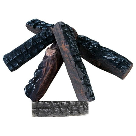 Gas Fireplace Logs，4/5pcs Ceramic Wood Logs for All Types of Indoor, Gas Inserts, Ventless & Vent Free, Ethanol, Electric, Propane or Outdoor Fireplaces & , Burning Accessories (5PCS)