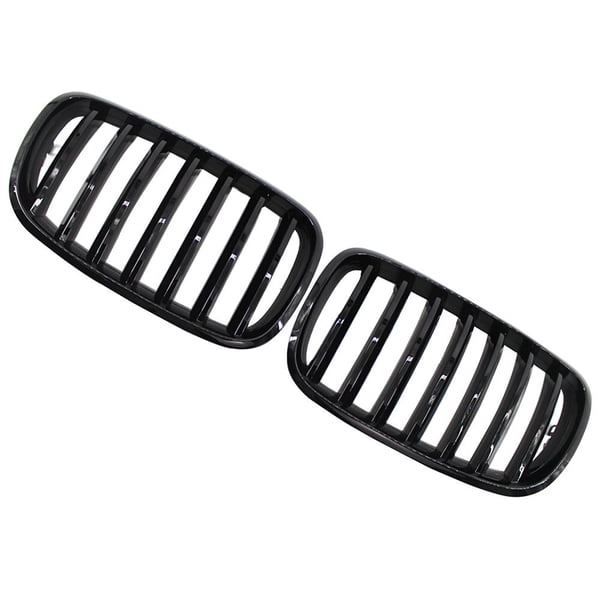 Rejillas Negras Para Coche, 2 Uds., Rejilla De Riñón Negra Brillante, Repuesto De Rejilla De Parachoques Delantero Para Bmw X5 E70 44755 Noticed VI005496-00