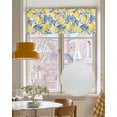 thumbnail image 4 of Lemon Fruit Kitchen Valances for Windows Farmhouse Linen Window Valance Curtain for Living Room Window Treatment Spring Plants Abstract Blue Leaves Valance Rod Pocket Topper Drape, 42 x 18 Inch, 4 of 6