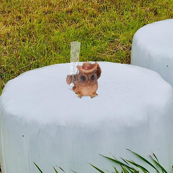 GETAJGHSD Owl Statue Rain Gauge Outdoor Decorative Rain Measure Tool with Clear Markings