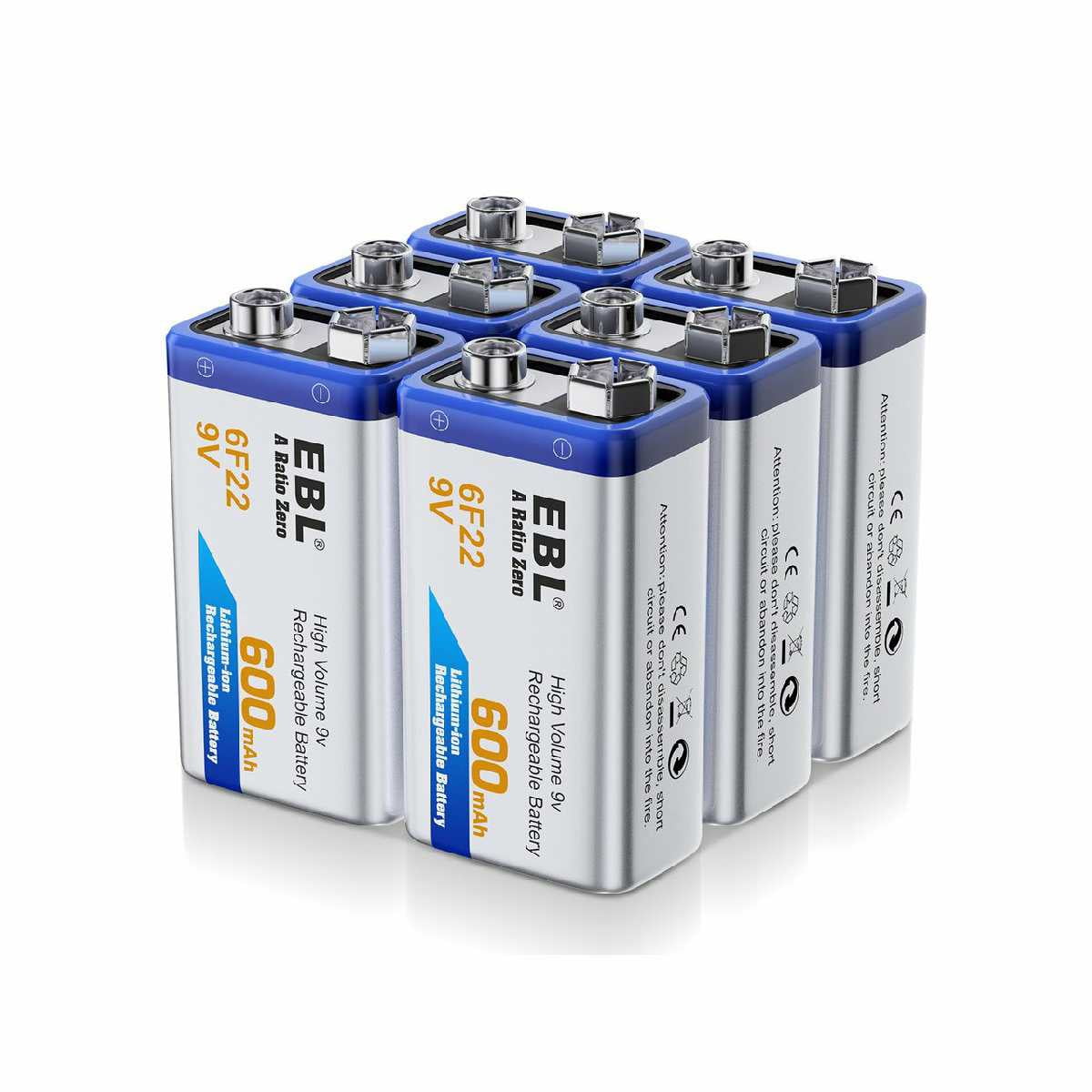 EBL Rechargeable  9V  Battery NiMH 150 mAh, 2 Pack
