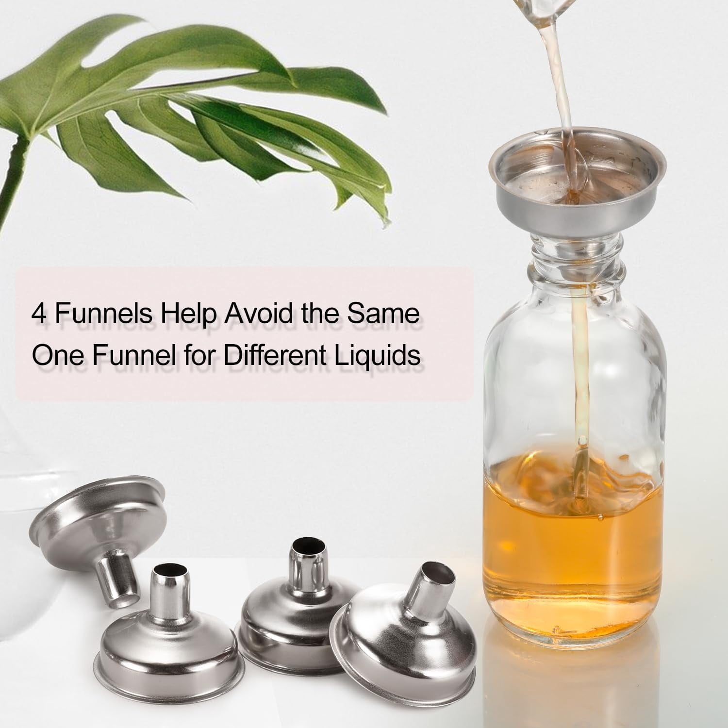 GA 18 Pack, 2 oz Small Clear Glass Bottles w/ Lid & 4 Stainless Steel Funnels-60ml Boston Sample Bottles-Mini Travel Essential or Decorative Bottles for Potion, Juice, Wellness, Ginger Shots, Whiskey