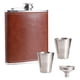thumbnail image 2 of Petacas para licor para hombre con funda de cuero, juego de petacas de 8 onzas, petacas de acero inoxidable para licor con 2 tazas y embudo Xemadio 2034143, 2 of 9