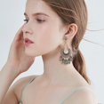 thumbnail image 2 of Bollywood Jhumka Jhumki Indian Earrings for Women Vintage Mexico Gypsy Stetament Chandelier Style Ethnic Dangle Earring Tassel Bell Drop Bohemian Fashion Gift Christmas Oxidized Jewelry, 2 of 7