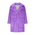 thumbnail image 4 of Lindreshi Jackets for Women Casual Fall Clearance Women Long Sleeve Lapel Plush Coat Fashion Solid Color Warm Coat, 4 of 6