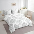 thumbnail image 3 of Erosebridal Vintage Dasmark Floral Bed in a Bag King Size,Retro Gothic Theme Bed Set,Wilver Jacquard Design Bedding King Size,Microfiber Bedroom Decoration Reversible,7 Pieces, 3 of 7