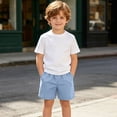 thumbnail image 3 of Big Girls Pull on Denim Shorts, Stretchy Jeans Shorts Casual Loose Elastic Waist Straight Leg Denim Short Pants with Pockets Light Blue 11 Years, 3 of 9