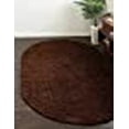 thumbnail image 3 of Unique Loom Solid Shag Modern Plush Area Rug 8' x 10' Oval Chocolate Brown, 3 of 15