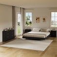 thumbnail image 3 of ASTUVIA 4-Piece Bedroom Set for Adult, Fluted King Floating LED Bed Frame with 2 Nightstands and Fluted 6 Drawer Dressers,Black, 3 of 10