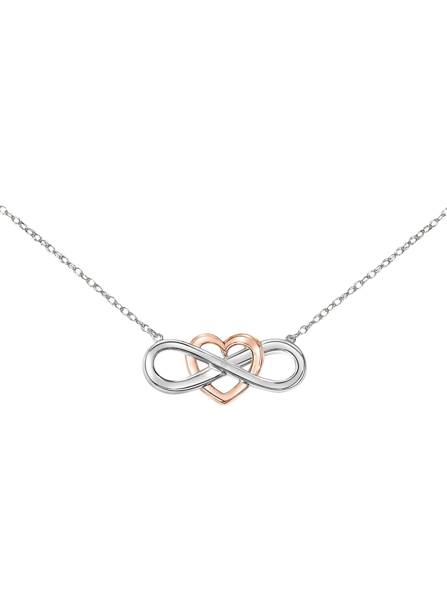 Keepsake Diamond-Accent Sterling Silver with 18K Rose Gold-Plating Interlocking Infinity Heart Necklace