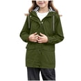thumbnail image 2 of Tdoqot Girls Waterproof Windbreaker with Hood- Zip Up Lightweight Casual Kids Fall Jackets Army Green Size 4, 2 of 8