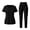 Black, variant on Scrub Suit Set for Women V-neck Top & Tapered Leg Pants with Drawstring Medical Nursing Uniforms Set