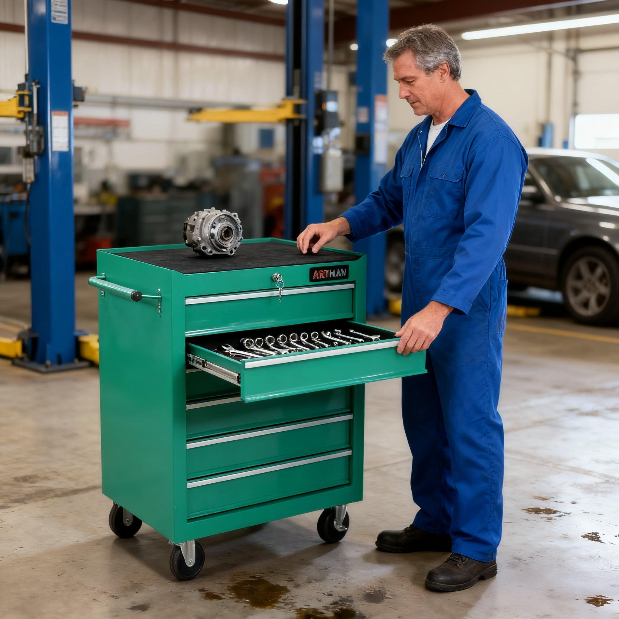 ARTMAN 5 Drawer Storage Tool Chest for Garage Storage with 4 Wheels and Locking System for Workshop Garage Warehouse