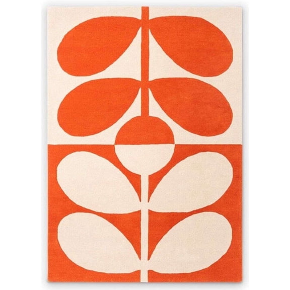 Eclatique Rug Modern Rug Modern Tufted Orange Giant Stem Area Rugs, 4' x 6', Non-Slip Backing
