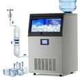 thumbnail image 1 of Commercial Ice Maker Machine, 120 lbs/24H Production, 45 lbs Storage – Freestanding Stainless Steel Ice Maker with LCD Screen, Self-Cleaning, Dual Water Inlet – Ideal for Restaurant, Bar, Home, Office, 1 of 7