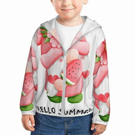 

Lukts Watercolor Tropical Gnomes Print Children s Long-Sleeved Sun Protection Clothing Hooded Sweatshirts for Boys and Girls Outdoor Sports-18 Months