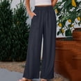 thumbnail image 2 of ClodeEU Women's Elastic Waist Wide Leg Pants,Summer Boho Beach Vacation Casual Trousers with Pockets Dark Gray,Womens Plus M, 2 of 9