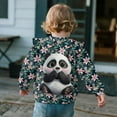thumbnail image 4 of Yuyamidu Panda Sweatshirt Girls 4T 5T Cute Going Out Tops Crewneck Long Sleeve Ruffle Shoulder Pullover Tops Soft Lightweight Playwear Everyday Clothes for School Outdoor Play, 4 of 8