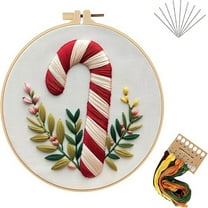 Christmas Embroidery Kit for Beginners,7.9in Hoop &European Floral Design,Complete DIY Set with Needles,Thread & Step-by-Step Guide,Perfect Holiday Gift,Pre-Printed Fabric&English Instructions