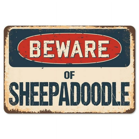 7 x 10 in. Beware of Sheepadoodle Rustic Sign